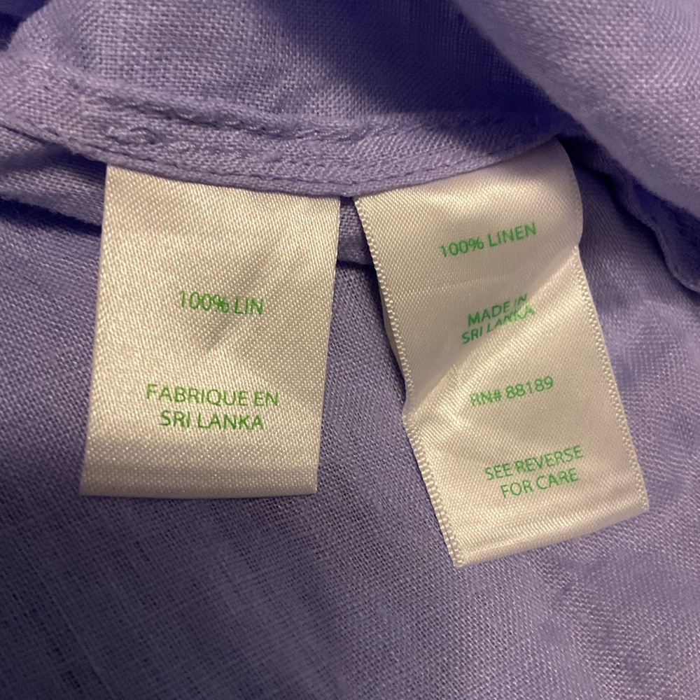 Lilly Pulitzer Pearly Purple Sea View Linen Long Sleeve Button Down Shirt Medium - Picture 15 of 16